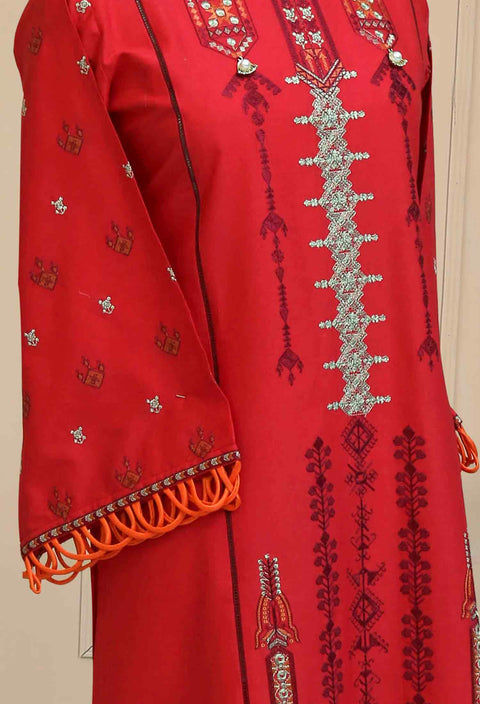 Coral Red Festive Lawn Unstitched 2Pc