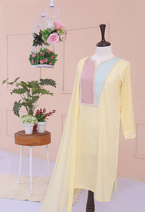 Lime Yellow Shirt Dupatta 2Pc