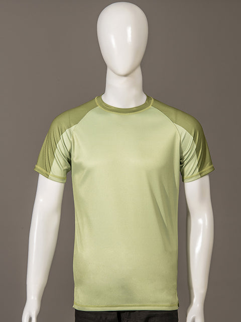 Men Crew Neck Green Printed Sports T-shirt