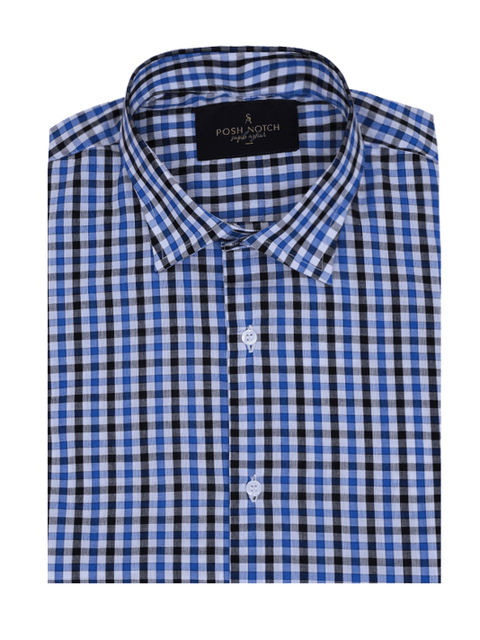 Casual Shirt Blue Check - Posh Notch | Saqib Azhar