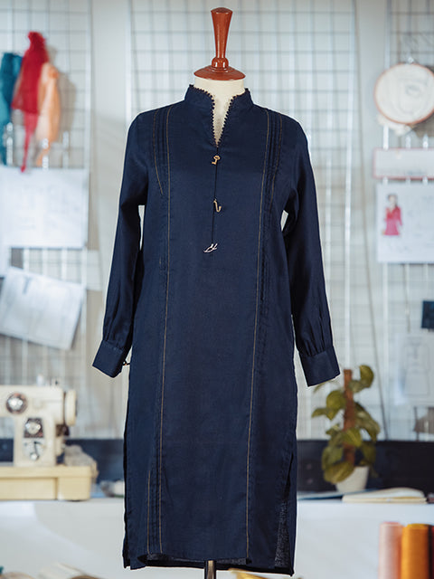 Solid Navy Blue Kurta