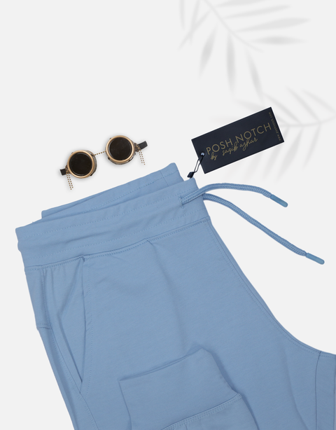 Women Basic Knitted Sky-Blue Jogger Pants