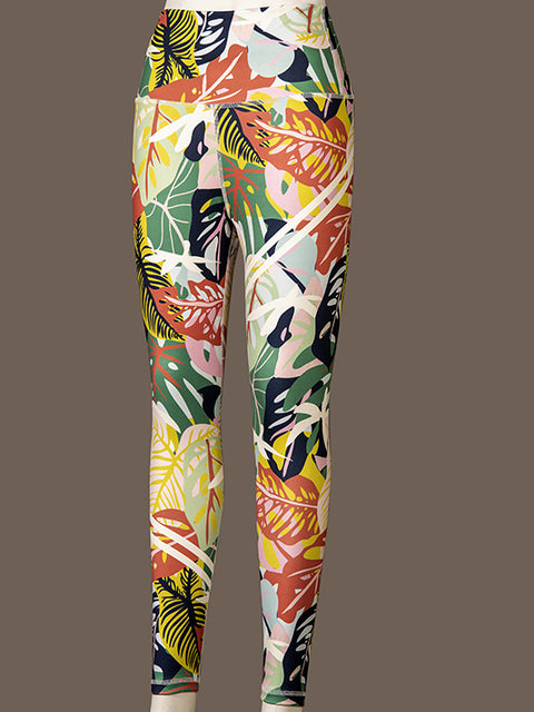 Women Multi-coloured Polyester Sports Tights