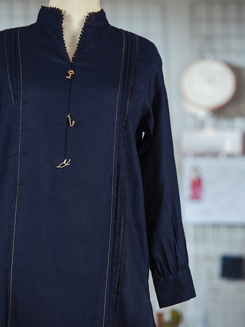 Solid Navy Blue Kurta