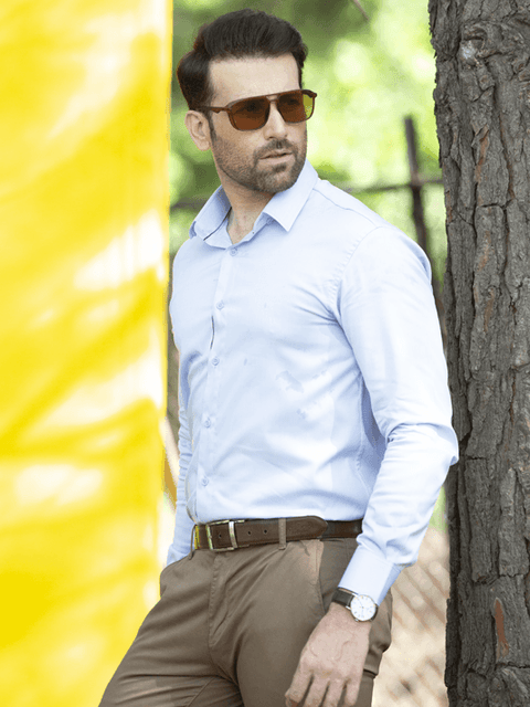 Formal Shirt Blue - Posh Notch | Saqib Azhar