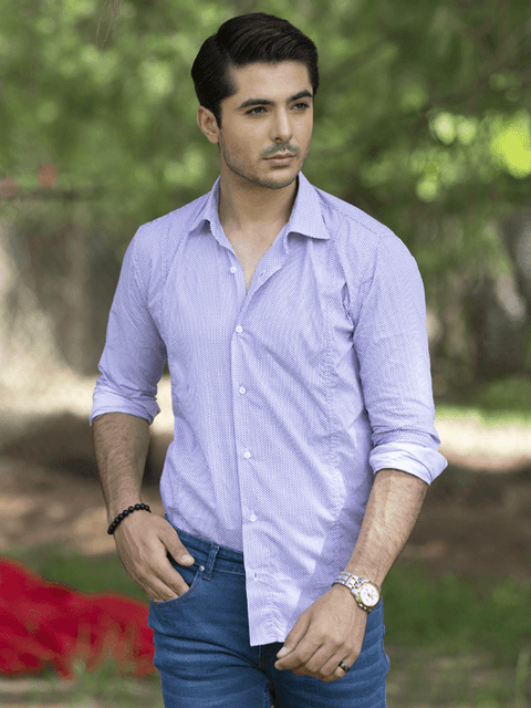 Casual Shirt Woven Purple - Posh Notch | Saqib Azhar