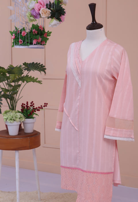 Light Pink Textured Kurta