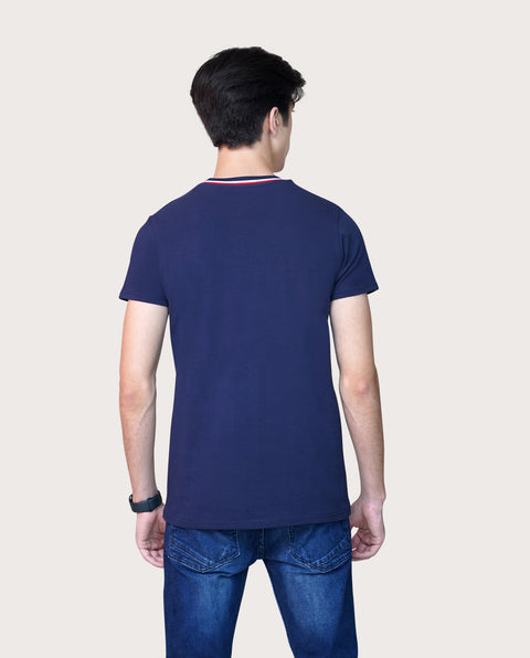 Blue Knitted Crew Neck T-shirt