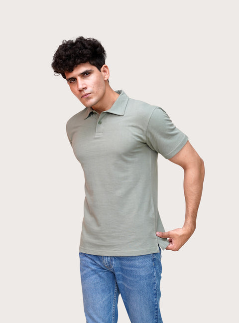 Green Self Collar Polo