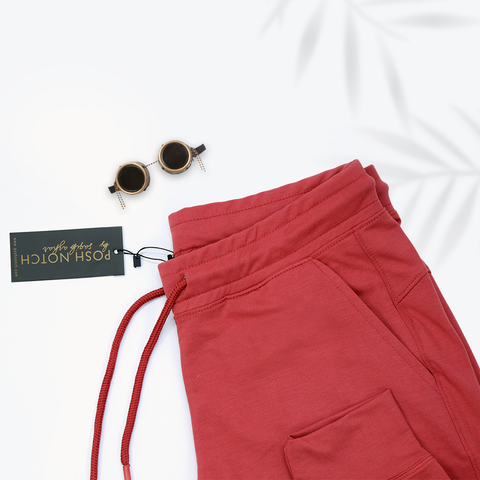 Women Basic Knitted Red Jogger Pants