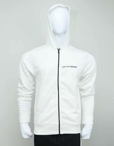 Men Fashion White Zipper Hoodie