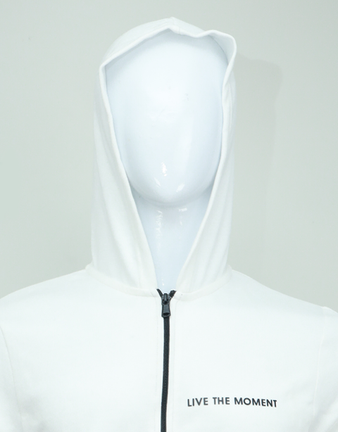 Men Fashion White Zipper Hoodie