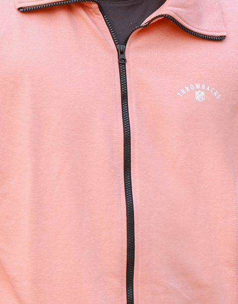 Men Fashion Pink Mock Neck Zipper