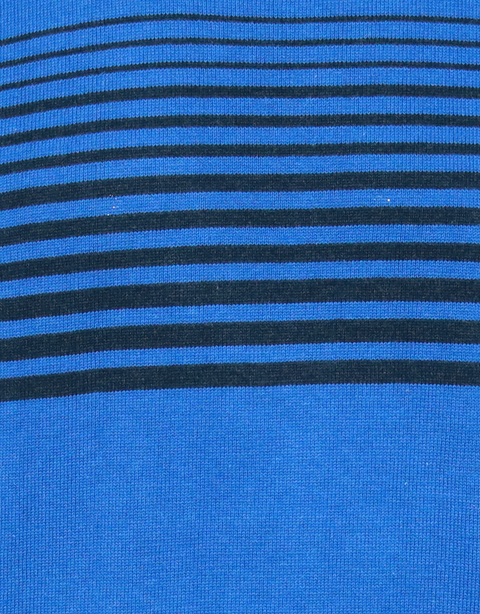 Men's Blue & Black Stripes Round Neck Sweater