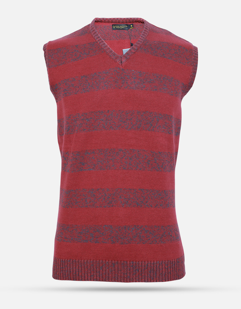 Men's Maroon Sleeveless Fashion Sweater