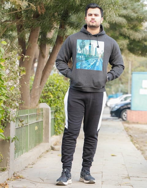 Black Fashion Knitted Jogger Pants