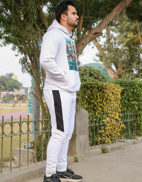 White Fashion Knitted Jogger Pants