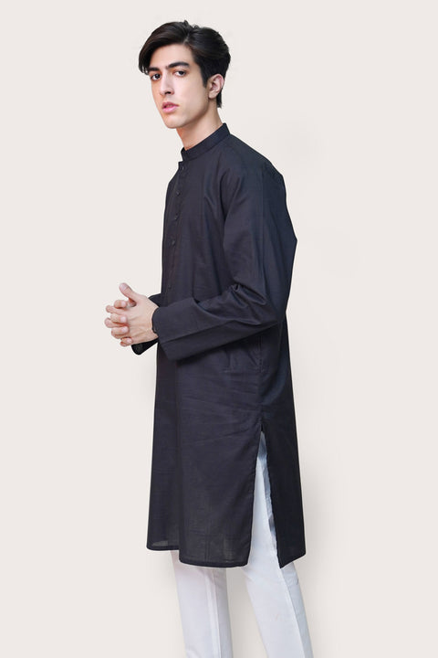 Black Cotton Kurta