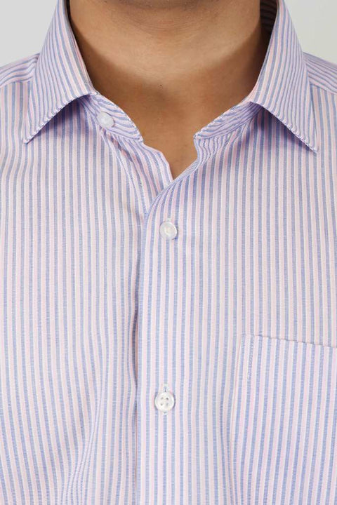 Pink Blue Striped Formal Shirt