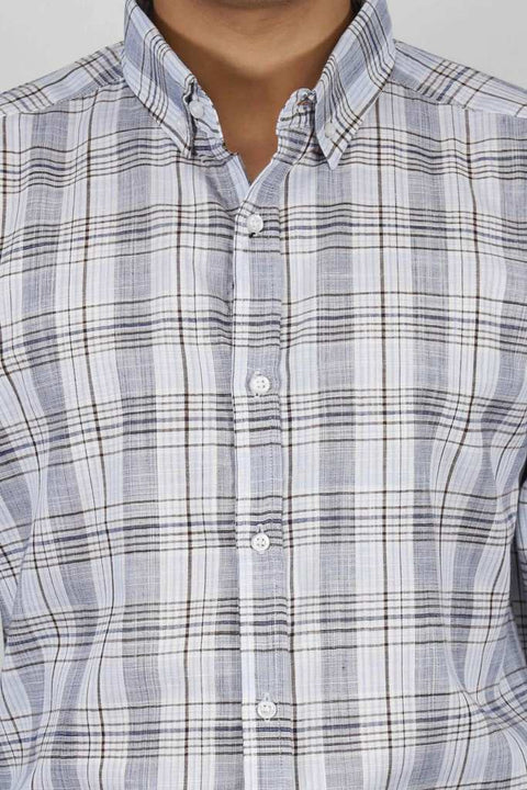 Blue & Brown Checkered Casual Shirt