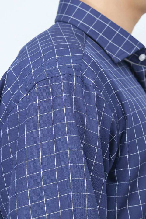 Navy Checkered Formal Shirt