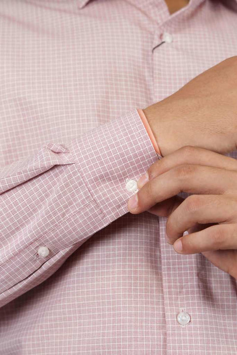 Red White Checkered Formal Shirt