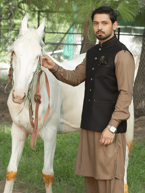 Kurta Shalwar Brown wash & wear - Posh Notch | Saqib Azhar